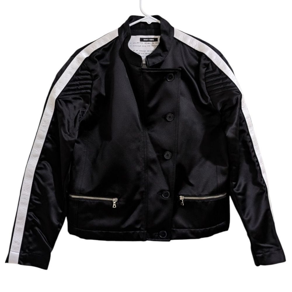 RARE Bolt x Edie 2019 "SCRAMBLE" Jacket Unisex Black Satin Racer | London